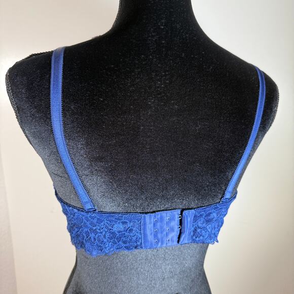 Victoria’s Secret Dream Angels Strapless Bra 36C Navy Blue Lace Push‑Up Grey - Picture 2 of 16